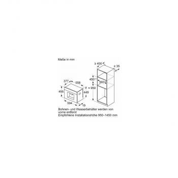 Bosch CTL7181B0 Serie 8 Einbau-Kaffeevollautomat, 19,0 bar, Aroma Select, Home Connect, Slide-and-Touch-Display, 2,4L, schwarz