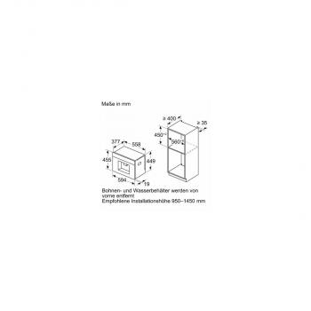 Bosch CTL7181B0 Serie 8 Einbau-Kaffeevollautomat, 19,0 bar, Aroma Select, Home Connect, Slide-and-Touch-Display, 2,4L, schwarz