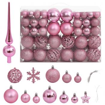 ARDEBO.de - 111-tlg. Weihnachtskugel-Set Rosa Polystyrol