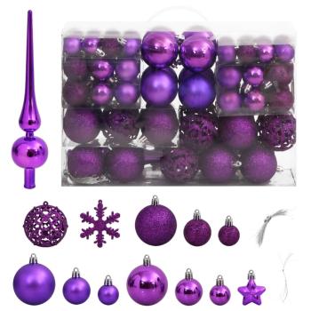 111-tlg. Weihnachtskugel-Set Lila Polystyrol