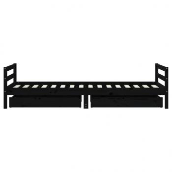 Kinderbett mit Schubladen Schwarz 80x200 cm Massivholz Kiefer