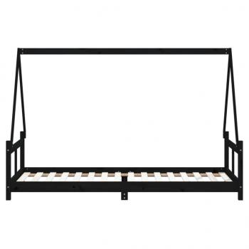Kinderbett Schwarz 80x200 cm Massivholz Kiefer