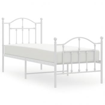 Bettgestell mit Kopf- und Fußteil Metall Weiß 75x190 cm