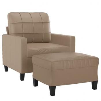 Sessel mit Hocker Cappuccino-Braun 60 cm Kunstleder