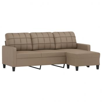 3-Sitzer-Sofa mit Hocker Cappuccino-Braun 180 cm Kunstleder
