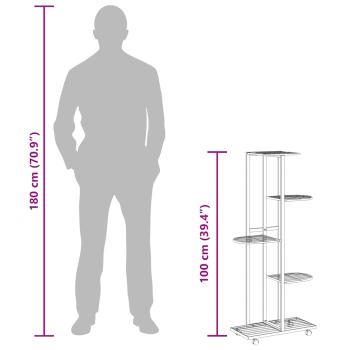 Blumenständer 5-Etagen mit Rollen 44x23x100 cm Schwarz Eisen