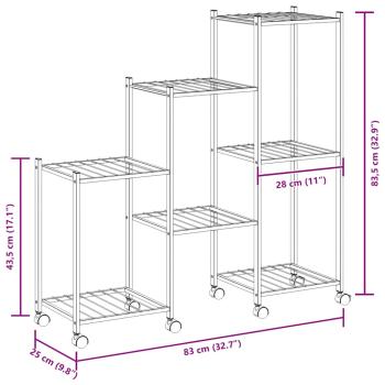 Blumenständer mit Rollen 83x25x83,5 cm Schwarz Eisen