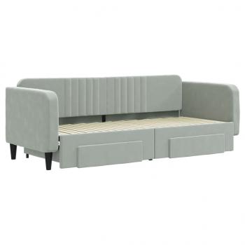 Tagesbett Ausziehbar mit Schubladen Hellgrau 80x200 cm Samt