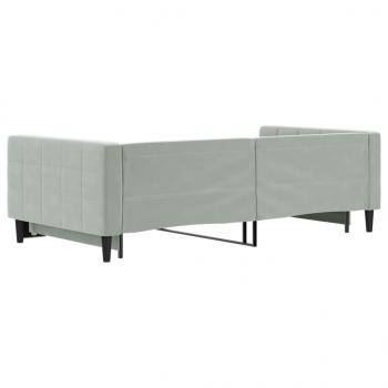 Tagesbett Ausziehbar Hellgrau 100x200 cm Samt