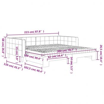 Tagesbett Ausziehbar mit Matratzen Hellgrau 100x200 cm Samt