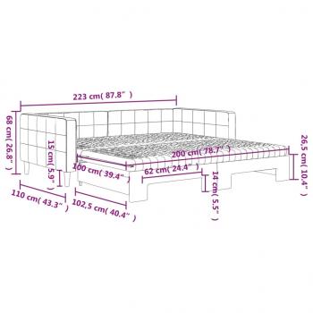 Tagesbett Ausziehbar mit Matratzen Blau 100x200 cm Samt