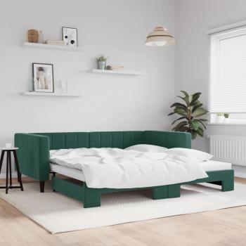 ARDEBO.de - Tagesbett Ausziehbar Dunkelgrün 100x200 cm Samt