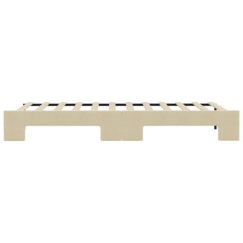 Tagesbett Ausziehbar Creme 90x200 cm Stoff
