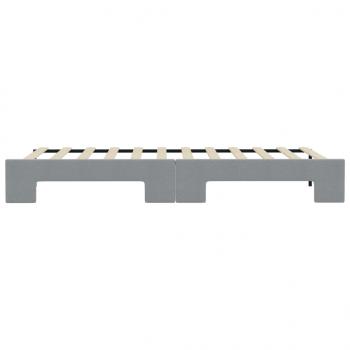 Tagesbett Ausziehbar Hellgrau 90x200 cm Stoff