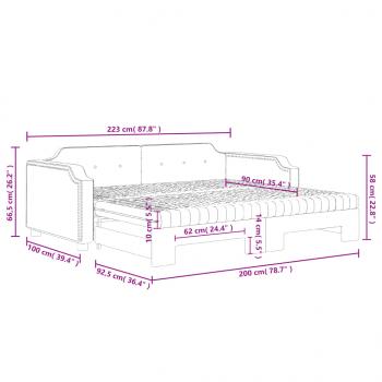 Tagesbett Ausziehbar mit Matratzen Dunkelgrau 90x200 cm Stoff