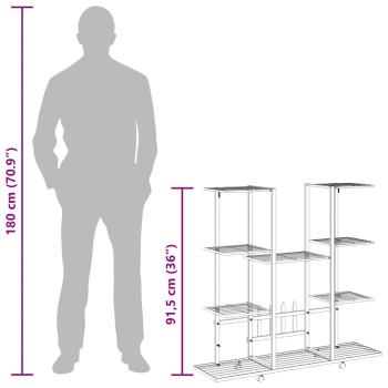 Blumenständer mit Rollen 94,5x24,5x91,5 cm Schwarz Eisen