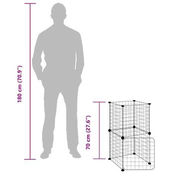 8-tlg. Haustierkäfig mit Tür Schwarz 35x35 cm Stahl