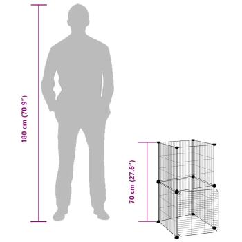8-tlg. Haustierkäfig mit Tür Schwarz 35x35 cm Stahl
