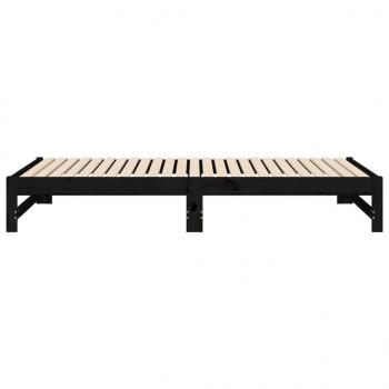 Tagesbett Ausziehbar Schwarz 2x(100x200) cm Massivholz Kiefer