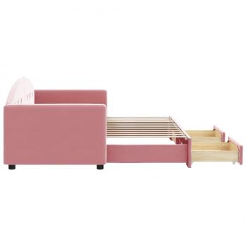 Tagesbett Ausziehbar mit Schubladen Rosa 80x200 cm Samt