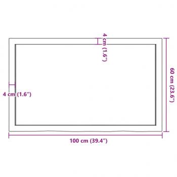 Tischplatte 100x60x(2-6) cm Massivholz Eiche Unbehandelt