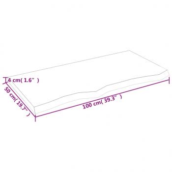 Tischplatte Hellbraun 100x50x(2-4)cm Massivholz Eiche Behandelt