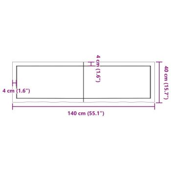ARDEBO.de - Tischplatte Hellbraun 140x40x(2-4)cm Massivholz Eiche Behandelt