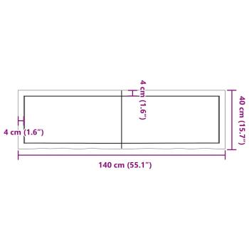 Tischplatte Hellbraun 140x40x(2-4)cm Massivholz Eiche Behandelt