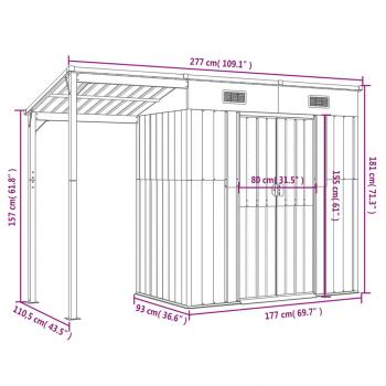 Gartenhaus mit Schleppdach Braun 277x110,5x181 cm Stahl