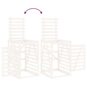 Mülltonnenbox für 4 Tonnen Weiß Massivholz Kiefer