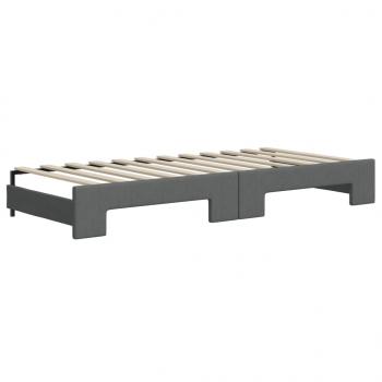 Tagesbett Ausziehbar Dunkelgrau 90x200 cm Stoff