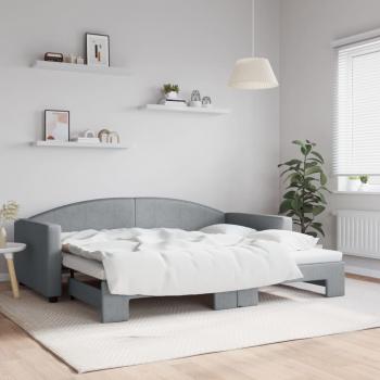 ARDEBO.de - Tagesbett Ausziehbar Hellgrau 90x200 cm Stoff