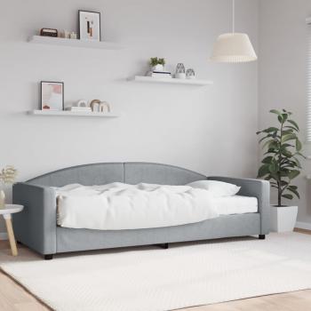 ARDEBO.de - Tagesbett mit Matratze Hellgrau 90x200 cm Stoff