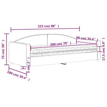 Tagesbett mit Matratze Hellgrau 90x200 cm Stoff