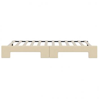Tagesbett Ausziehbar Creme 90x200 cm Stoff