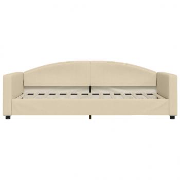 Tagesbett mit Matratze Creme 90x200 cm Stoff