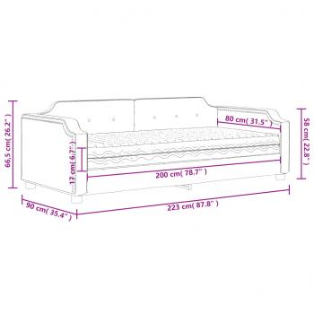 Tagesbett mit Matratze Hellgrau 80x200 cm Stoff