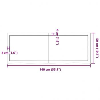 Tischplatte 140x50x(2-6) cm Massivholz Eiche Unbehandelt