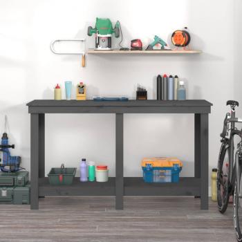 Werkbank Grau 140x50x80 cm Massivholz Kiefer