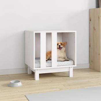 ARDEBO.de - Hundehütte Weiß 50x40x52 cm Massivholz Kiefer