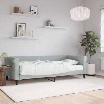 ARDEBO.de - Tagesbett mit Matratze Hellgrau 90x200 cm Samt