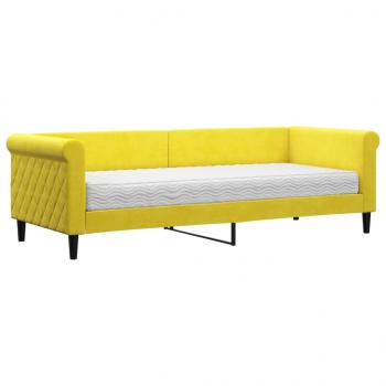 Tagesbett mit Matratze Gelb 80x200 cm Samt