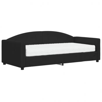 Tagesbett mit Matratze Schwarz 90x190 cm Stoff