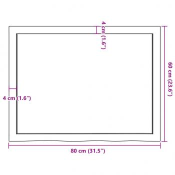 Tischplatte 80x60x(2-6) cm Massivholz Eiche Unbehandelt