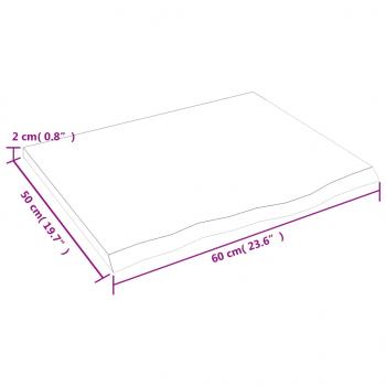 Tischplatte Hellbraun 60x50x2 cm Massivholz Eiche Behandelt