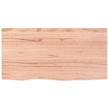 Tischplatte Hellbraun 80x40x2 cm Massivholz Eiche Behandelt