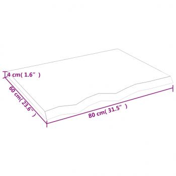 Tischplatte Hellbraun 80x60x(2-4) cm Massivholz Eiche Behandelt