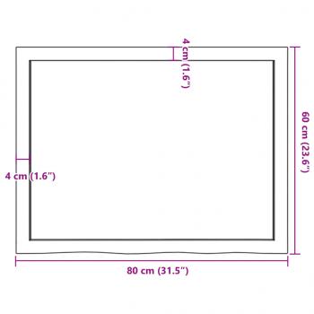 Tischplatte Hellbraun 80x60x(2-4) cm Massivholz Eiche Behandelt