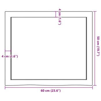 Tischplatte Dunkelbraun 60x50x(2-4)cm Massivholz Eiche