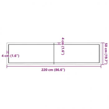 Tischplatte Hellbraun 220x50x(2-4)cm Massivholz Eiche Behandelt